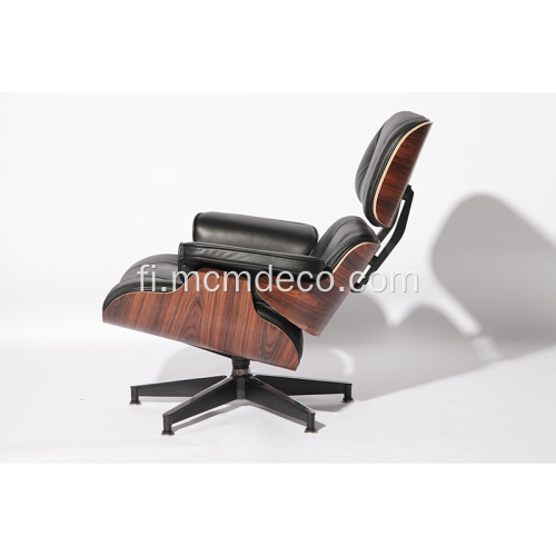 Klassinen Aniline Leather Eames -tuolituoli ja ottomaaninen